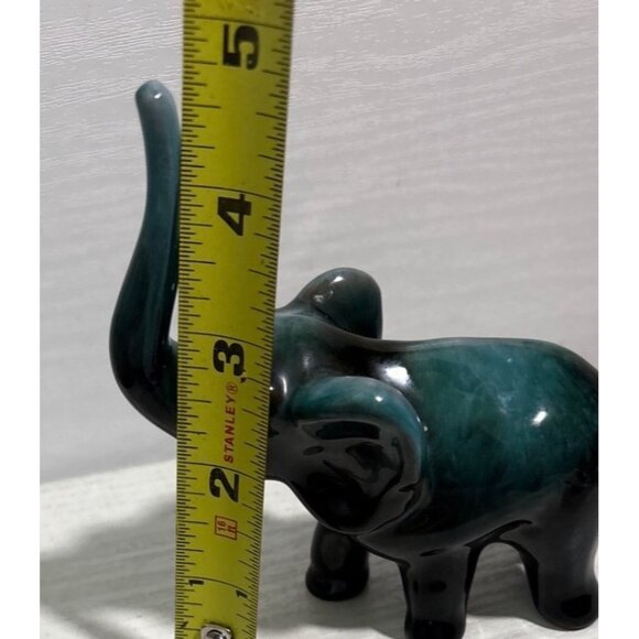 Blue Mountain Pottery Ceramic Elephant Figurine Green Drip Glaze 4 3/4" Tall BMP - Picture 8 of 8